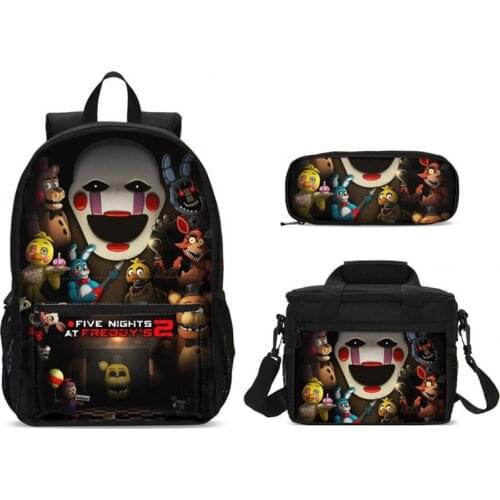 2020 Five Night At Freddys Print School Bags Set For Boy Laptop Backpack Schoolbag High Quality with lunchbox Children Book Bag