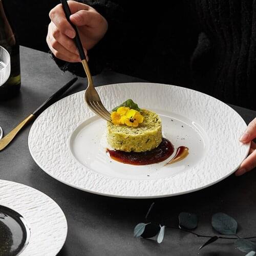 European-style Creative Stone Grain Western Steak Plate Restaurant Simple Staple Food Pasta Dessert Plate Home Kitchen Set Plate