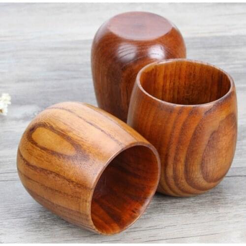 Beer Milk Drinkware 1Pcs Green Tea Cups Primitive Handmade Big Belly Mug Natural Wooden Cup Multifunction Japan Style