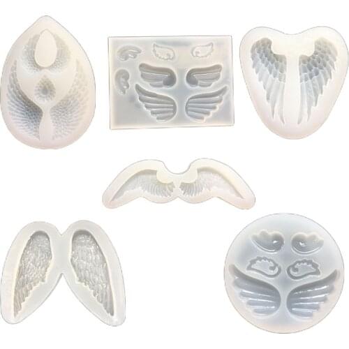 Angel Wings Cabochon Glossy Molds Jewelry Accessories Making Tool Diy Resin Wing Necklace Pendant Keychains Charms Silicone Mold