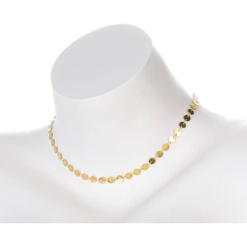 Minimal Round Disc Choker Necklaces For Women Fashion Jewelry Stainless Steel Chain Friendship Necklace Collier Femme Bff Gifts