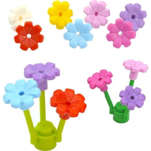 MOC Accessories 100-200Pcs/set Blossom Cherry Sakura Flower Petal Building Blocks Set DIY City Street Tree House Bricks Kids Toy