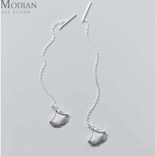 Modian Long Tassel Shell Drop Earrings Classic Fashion 925 Sterling Silver Mermaid Dangle Ear For Women Charm Exquisite Jewelry