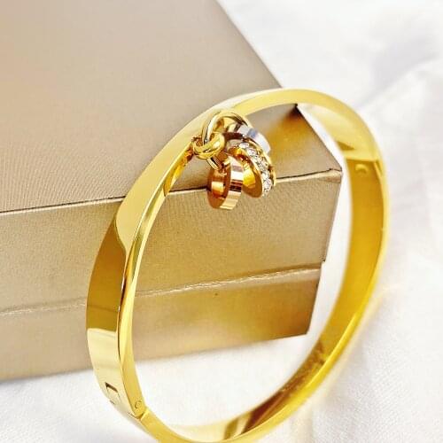 Fashion Brand Rhinestone Bangle Roman Numerals Open Cuff Bangles Bracelets Silver Gold Plating Stainless Steel Bangles For Women