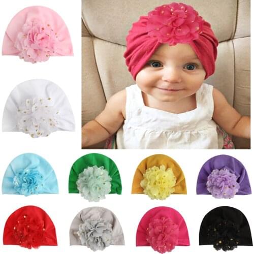 Fashion Golden Dots Flower Baby Girls Indian Hat Comfortable Soft Polyester Cotton Toddler Caps DIY Party Decoration Photo Props