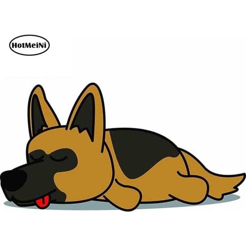 HotMeiNi 13cm x 6.8cm for Cute Sleepy Lazy German Shepherd Cartoon DIY Motorcycle Stickers Waterproof Funny Car Decal
