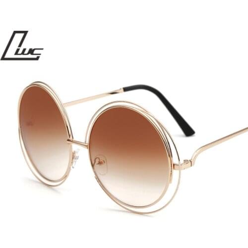 Oversized Vintage Round Sunglasses Women Luxury Brand Designer Sun Glasses for Women Mirror Sunglasses Female Oculos De Sol