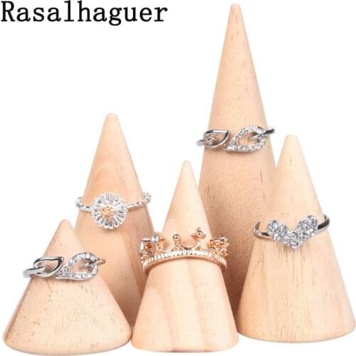 Original Wooden Conical Ring Display Stand Ring Support Ring Seat Jewelry Storage Rack Jewelry Ring Packaging Sets Display