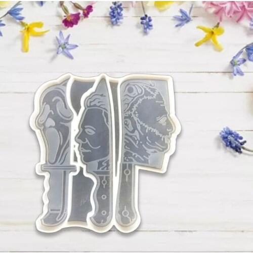 Skeleton Broadsword Knife Epoxy Resin Mold Skull Keychain Pendant Silicone Mould DIY Crafts Decorations Jewelry Necklace Castin