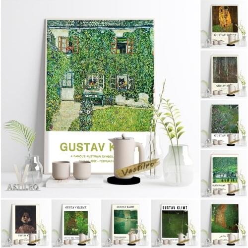 Gustav Klimt Art Nouveau Exhibition Poster Italian Horticultural Landscape Canvas Painting Female Portrait Vintage Home Decor