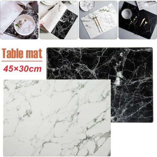 PVC Placemats Tabletop Heat Oil Resistant Washable Table Mats Marble Pattern 17.7inch*11.8inch Non-slip Insulated Hot Pad