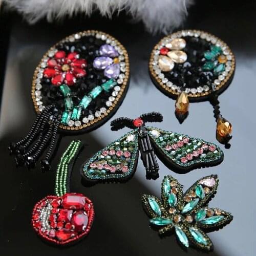 Glass diamond cherry dragonfly new cloth patch repair subsidy beading clothing patch accessories decorative stickers