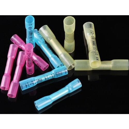 10/20/30/50PCS BHT1.25/2/5 Heat Shrink Waterproof Wire Connectors Insulated Automobile Butt Wire Cable Terminals