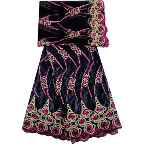 5+2Yards Hot Sale African Bazin Riche Getzner 2018 High Quality Black Red French Bazin Lace Fabric 2018 For Tulle Sewing F1301