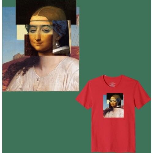 Woman Iron On Transfer Patches For Clothes Stripes Heat Vinyl Transfer Badge Oil Painting Patch Thermal Stickers On Clothes