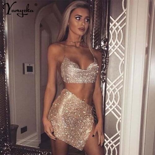 Sexy Metal chain Crystal Diamond Summer Dress Women Backless Gold Silver Sequins Luxury Night Club Party Dresses 2020 Novelty