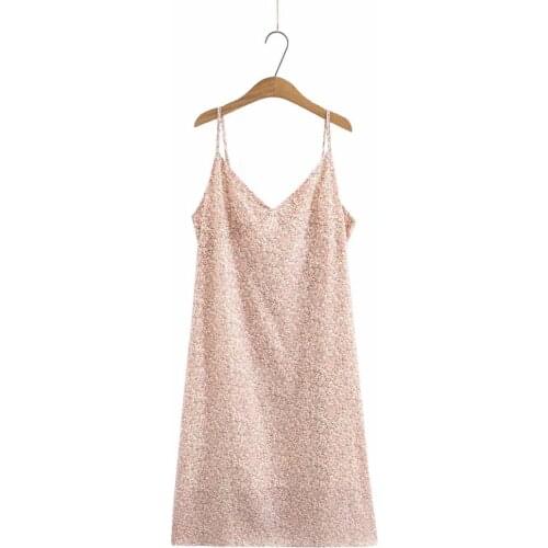 Ladies dresses plus size floral print V-Neck Suspender beach dress woman 2021 Chiffon one-piece dress