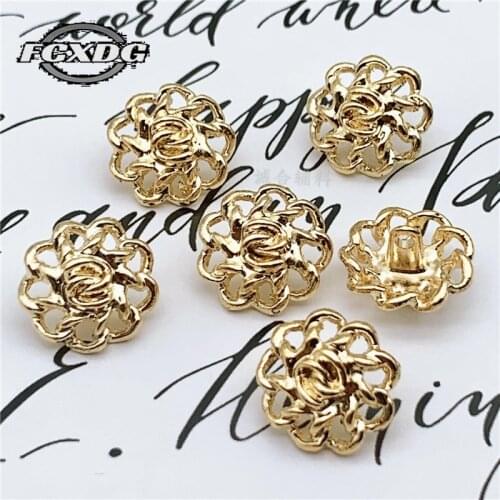 Golden Flower Design Embellishments for Clothing 20mm Snap Buttons for Clothing Sewing Supplies Buttons for Shirts Trench Coats