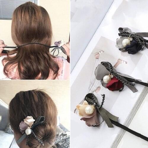 1pcs Women Girls Flower Hair Bands French DIY Hairstyle Headband Hair Accessories Hairpin Bun Hair Maker Tools