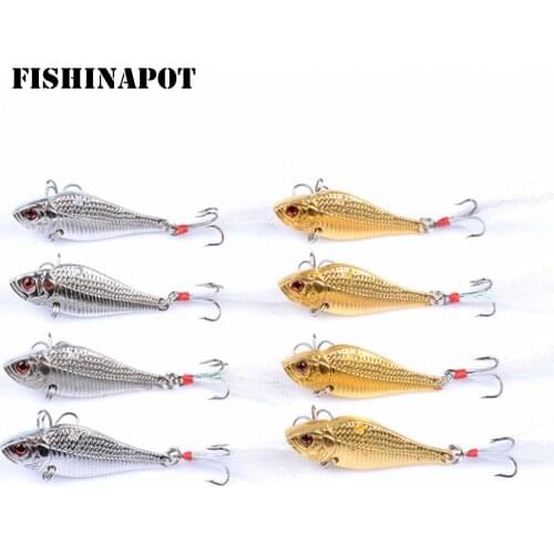 1pcs Metal Gold Sliver VIB Fishing Lure 14.5g/ 5cm Spoon Lure Hard Bait Hooks Fishing VIB Baits Fishing Tackle with Feather