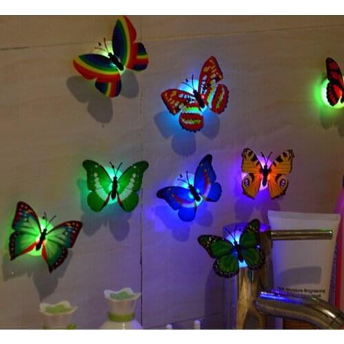 10 Pcs DIY Wall Luminous Stickers Butterfly LED Lights Wall Stickers 3D House Decoration Kids Room Glowing Butterfly Night Light