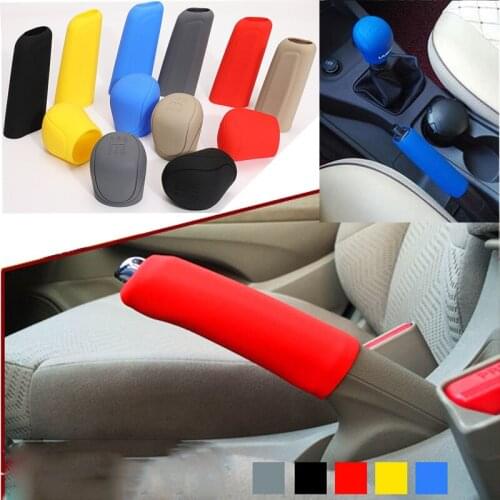 2Pcs/set Universal Manual Gear Shift Collars Car Silicone Gear Head Shift Knob Cover Handbrake Grip Car Hand Brake Covers Case