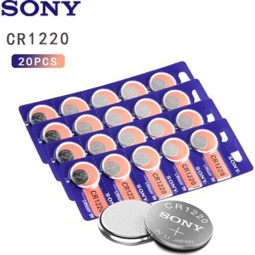 20pcs Sony CR1220 Button Batteries DL1220 BR1220 LM1220 Cell Coin Lithium Battery 3V CR 1220 For Watch Electronic Toy Remote