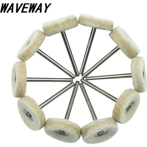 10pcs Dremel Felt Mounted Abrasive Polishing Wheel for grinding Rotary Tools Accessories Abrasive Brush Wood Metal Glass Polishi