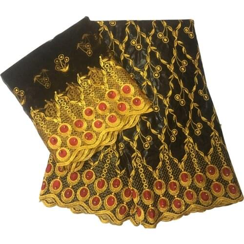 African Rich Bazin Fabric For Dress Designer Embroidered Austria Cotton 100% Tissue Dubai Mesh Fabrics Hometextile 5+2 yards/lot