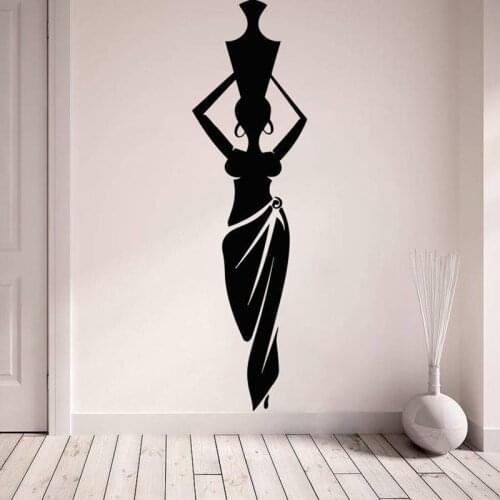 African Woman Girl With A Pot On Head Decal Vinyl Sticker Home Wall Art Decor Office Murals Interior Design