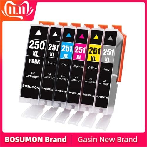 BosumonPGI-250 pgi 250 cli 251 Ink Cartridge For Canon PIXMA IP7220 IP8720 MX922 MX722 MG5420 MG5422 MG5520 MG6320 MG6420 MG7120