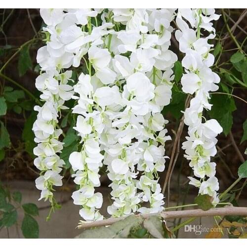 1.8M Elegant white Artificial Silk Flower Wisteria Vine Rattan For Wedding Centerpieces Decoration Bouquet Garland Home Ornament