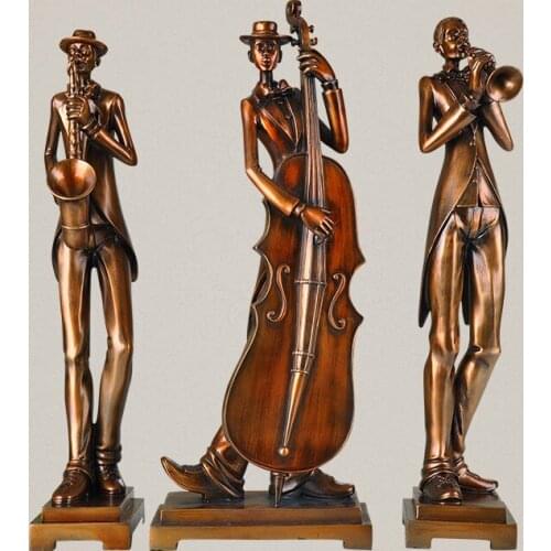 CONTINENTAL RETRO THREE PIECE MUSICAL ORNAMENTS JEWELRY CRAFTS INSTRUMENT SCULPTURE SAX VIOLIN TRUMPET ART HOME FURNISHING MODEL