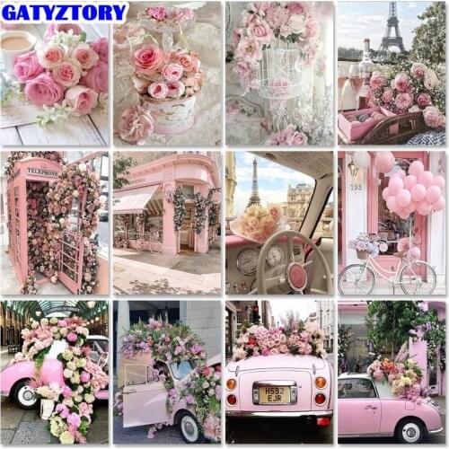 GATYZTORY Frame Oil Painting By Numbers Flower On Canvas Handmade Drawing Paints For Adults Picture Coloring By Number Decor Art