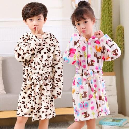 Autumn Winter Bathrobe Kids Sleepwear Robe 2021 Children Bath Robe Warm Soft Pajamas for Girl Boy Toddler Flannel Robe
