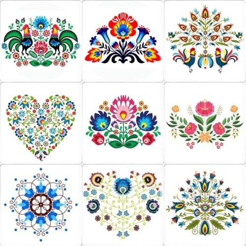 JWEIJIAO High Quality Polish Folk Square Shape 12mm/25mm Flat Back Glass Cabochon vintage Jewelry Findings DIY AccessoriesPF102