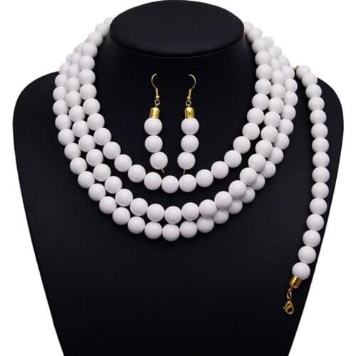 Yulaili Classic Pure Color Beaded Necklaces Earrings Charm Bracelet Wedding Jewelery African Beads Jewelry Sets Free Shipping
