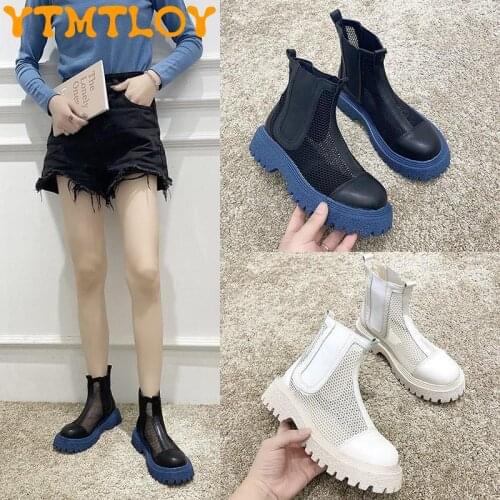 Short smoke tube Martin boots summer thin breathable mesh hollow sandals 2021 new thick-soled womens sandals