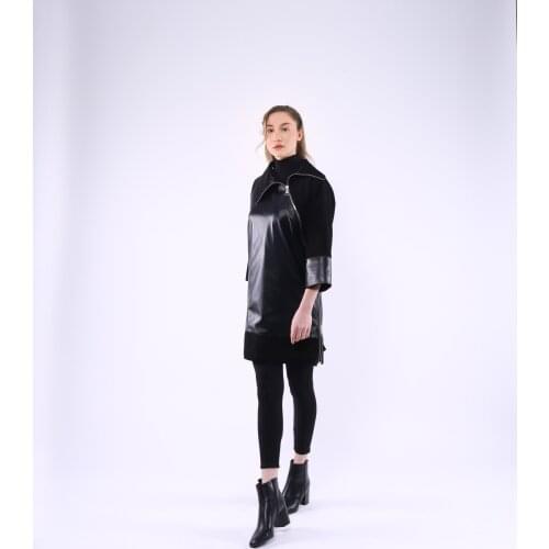 Suet Detailed Leather Dress