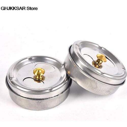 Round Spinning Ashtray With Cover Stainless Steel Ashtray Lid Rotation Fully Enclosed Home Gadgets Practical Smoking Accessories