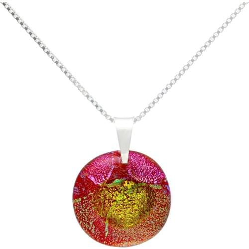 DARK DIAMOND-dichroic crystal pendant and 25mm 925 sterling silver. Assorted Colors. Craft. Exclusive. (With chain)