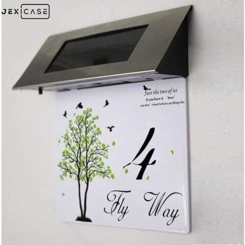 Doorplate Lamp Outdoo Apartment House Numbers Solar Powered Wall Light 4LED Stainless Steel