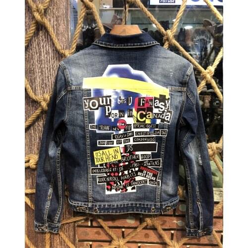 DSENQI Mens Denim jacket Long Sleeve Cotton Cardigan Casual dsq jacket X19