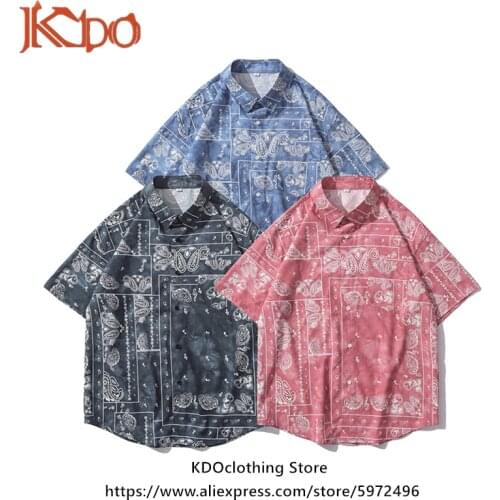 Paisley Pattern Mens Shirt Summer Short-Sleeved Tops West Coast Hip-Hop Street Clothes Oversized Anti-Wrinkle Silk Trendy XXL