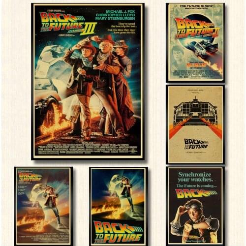 Sci-fi Back to The Future Film Propaganda Retro Kraft Poster Decorative DIY Wall Canvas Sticker Home Bar Art Posters Decor