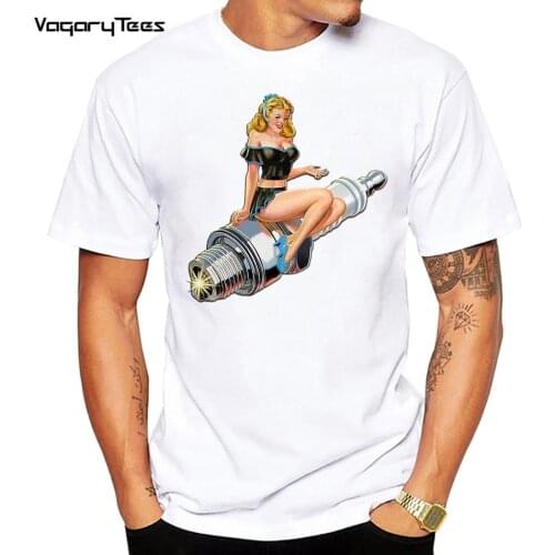 New Fashion Summer Mens T Shirt Sexy Pin Up Girl T-shirt Vespa Vintage Classic Pin Up T-Shirt Car Race Boy Streetwear Tee Shirt