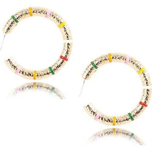QCOOLJLY New Colorful Hoop Earrings Trendy Vintage Round Circle Ear Jewelry Gift For Wedding Statement Women Accessories Brincos