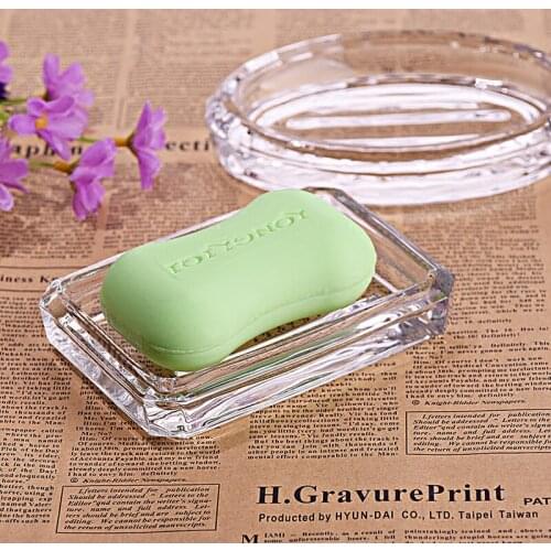 Postage Transparent Glass Soap Dish Box Fashion Soap Dish Hotel Guest Room Bathroom Soap Case for Sink Drain Jabonera