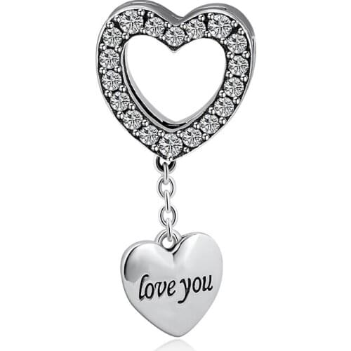 Fits for Pandora Charms Bracelets Reflexions Sweet Heart Clip Beads 100% 925 Sterling Silver Jewelry with Clear CZ Free Shipping