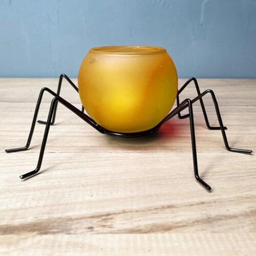 Candle Holder, Spider shaped Candlestick Desktop Decor Decorative Artware for Living Room Bedroom, Green/Red/Yellow